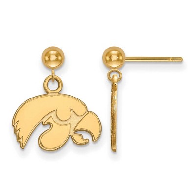 Black Bow Jewelry 14k Yellow Gold Iowa Hawkeyes NCAA Dangle Earrings