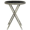 vidaXL Tea Table Gray 23.6 in. Poly Rattan and Tempered Glass - 2 of 4