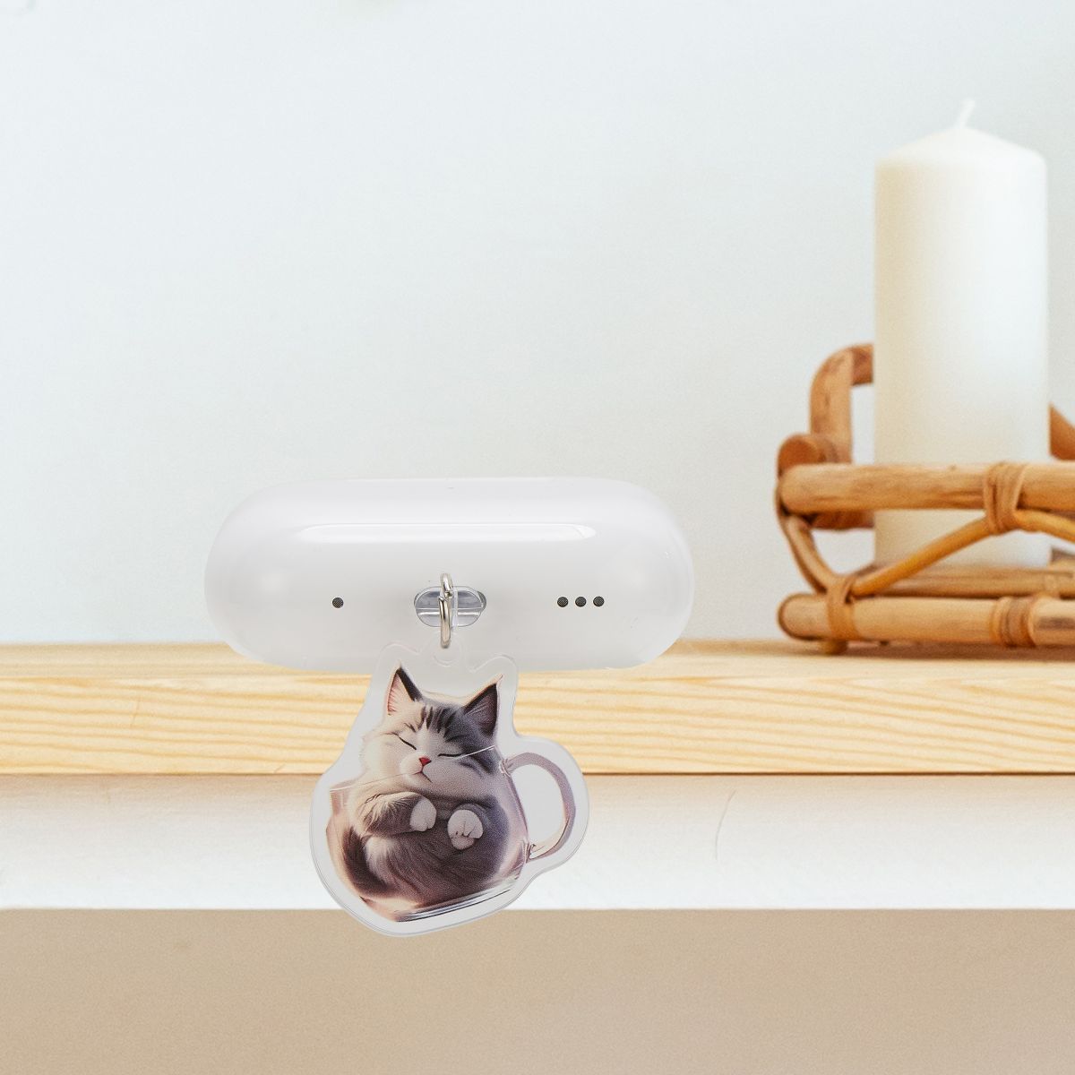 Unique Bargains Cat Pendants Dust Plug Charm for Lightning Light Gray White 2 Pcs - thumbnail 5
