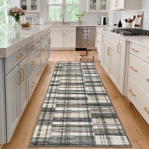 Modern Large Striped Geometric Machine Washable Area Rug Stain Resistant Throw Carpet Non Slip Low Pile Mat - 1 of 4