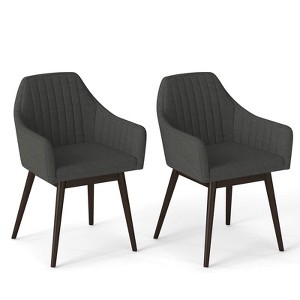 Costway Dining Chairs Set of 2 Upholstered Accent Chairs with Comfy Padded Backrest Beige/Black/Gray - 1 of 4
