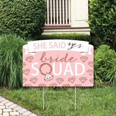 Big Dot of Happiness Bride Squad - Rose Gold Bridal Shower or Bachelorette Party Yard Sign Lawn Decorations - She Said Yes Party Yardy Sign