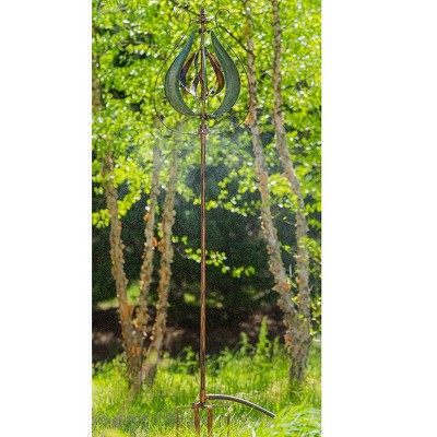 Copper and Verdigris Tulip Misting Wind Spinner with Helix Design