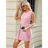 Clearlove Summer Dresses for Womens Sleeveless Crewneck Knit Tank Dress Side Tie Waist Ruched Slimming Beach Party Skirt - 4 of 4