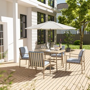 HAPPATIO Patio Outdoor Dining Set, Aluminum Patio Dining Set Includes 1 Outdoor Dining Table with Umbrella Hole and Dining Chairs for Lawn, Porch. - 1 of 4