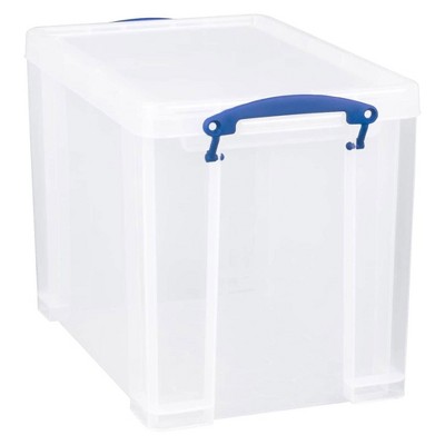 Really Useful Box 19 Liter Plastic Stackable Storage Container w/ Snap Lid & Built-In Clip Lock Handles for Home & Office Organization