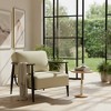 FurnitureR Mid-Century Modern Accent Chair, Beige Upholstered Armchair with Solid Brown Frame, Comfy Reading Chair for Living Room, Bedroom, Office - 4 of 4