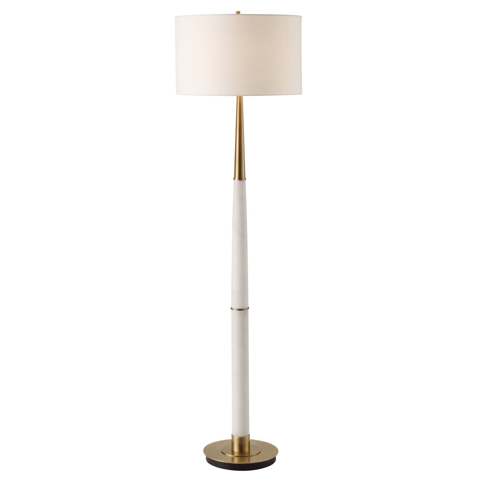 Uttermost Faro White Marble and Brass Floor Lamp