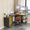 Racxily 114 Inch L-Shaped Desk with Power Outlets & USB-C, Industrial Computer Desk with 6 Fabric Drawers, Large Corner Office Desk, Rustic Brown - 4 of 4