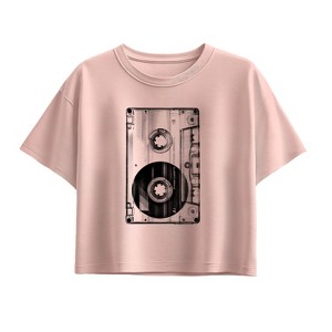 Girls' - Instant Message - Big Cassette Tape Short Sleeve Boxy Graphic T-Shirt - 1 of 3