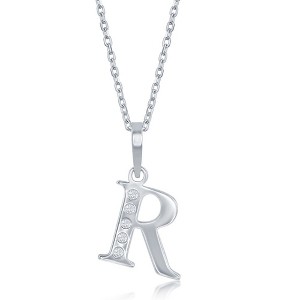 Bella Silver Sterling Silver 0.03cttw Diamond Accent Initial 18" Pendant Necklace - 1 of 2