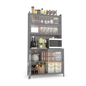 Dexmalle 73'' Tall Anti-Tip Kitchen Pantry Cabinet with Pegboard,Gray - 1 of 4