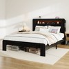 NicBex Full/Queen/King Vintage Bed Frame with Storage LED Light Headboard,Modern Platform Bed for Bedroom,No Box Spring Needed - 3 of 4