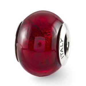 Black Bow Jewelry Red Italian Murano Glass & Sterling Silver Bead Charm - 1 of 3