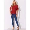 INSPIRE CHIC Women's Regular Fit Round Neck Short Sleeve Party Clubwear Blouses - 4 of 4