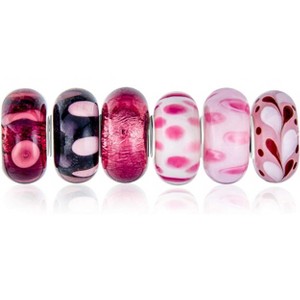 Sterling Silver & Murano Glass Charm Set - Translucent Floral Swirl Spacers for Bracelets - 1 of 4