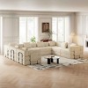 8 Seater Folding Sofa Bed for Living Room or Bedroom, Convertible Sofa with Cushions and Storage Pockets, Corduroy Fabric Sofa-Coolbibila - 2 of 4