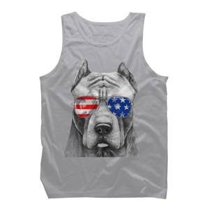 Men's Design By Humans American Pitbull With Sunglasses By Tank Top - 1 of 2