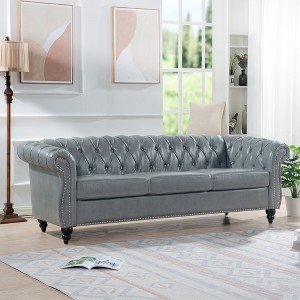 Dolonm 84 " Modern Long Sofa, PU Material 3 Person Sofa,Suitable, for Living Room - 1 of 4