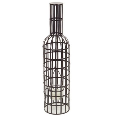 Melrose 15.75" Austere Black Wine Bottle Shaped Tea Light Candle Holder