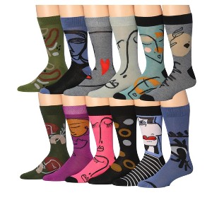 James Fiallo Men's 12 Pairs Abstract Art Palette Colorful Elegant Funky Unique Pattern Dress Socks - 1 of 4
