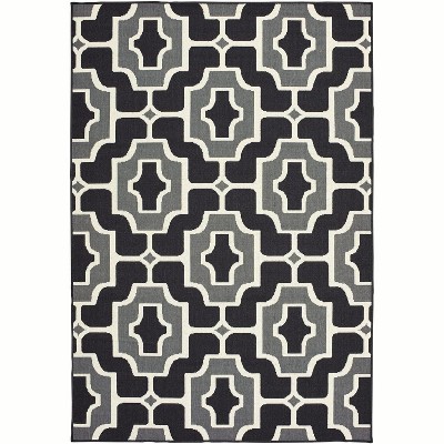Oriental Weavers Marina 1491Z Black/ Grey Indoor/Outdoor Area Rug - 1'9" x 3'9"