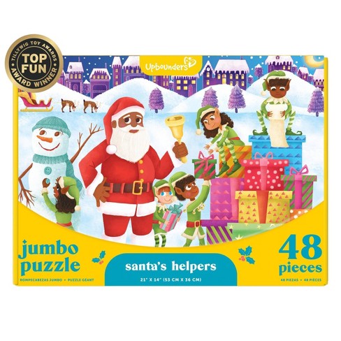 Santa's Helpers Kids' Jumbo Puzzle Featuring Joyful Santa - 48pc : Target