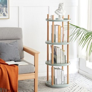 PAGED 360° Rotating 4-Tier Bookshelf ,Large Capacity Storage Shelf with Compact Design for ,Bedroom - 1 of 4