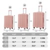 Syemin Luggage 3 pcs in ABS Spinner Wheel Luggage Carry on Suitcase for Travel Matching Color TSA Combination Lock, Pink, 19.3"*11.4"*29.5" - 3 of 4