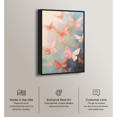 Peaceful Butterflies 46" x 31" Canvas Wall Art with Black Frame