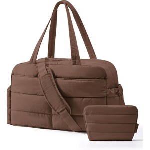 Lightweight Puffer Duffle Bag for Women, 31L Quilted Weekender Overnight Carry-On Tote with Cosmetic Bag - 1 of 4