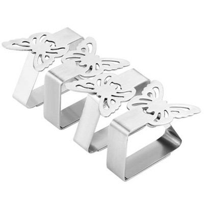 The Lakeside Collection Set of 4 Stainless Steel Butterfly Tablecloth Holders
