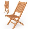 Tangkula Set of 2 Teak Wood Outdoor Chair Folding Portable Patio Chair w/ Slatted Seat & Back - 3 of 4