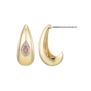 Adornia 14k Gold Plated Pear Crystal Stone Teardrop Stud Earrings - 1 of 4
