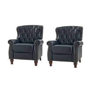 Set of 2 Justine Transitiona Wooden Upholstery Genuine Leather Recliner with Nailhead Trim for Living Room and Bedroom  | ARTFUL LIVING DESIGN - 1 of 4