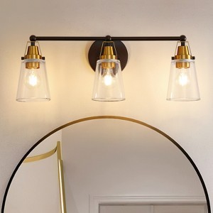 Modern 3-Light Bathroom Vanity Light Fixtures with Clear Glass Shade Bathroom Wall Lamp for Mirror Kitchen Living Room Hallway Cabinet Porch - 1 of 4