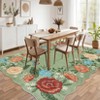 Washable Floral Area Rug, Ultra-Soft Foldable Farmhouse Scalloped Carpet, Non Slip Low Pile Throw Mat for Living Room - 3 of 4