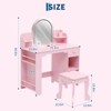 Kids Vanity with Lighted Mirror & Stool, Little Girls Vanity with Adjustable LED Light - 3 of 4