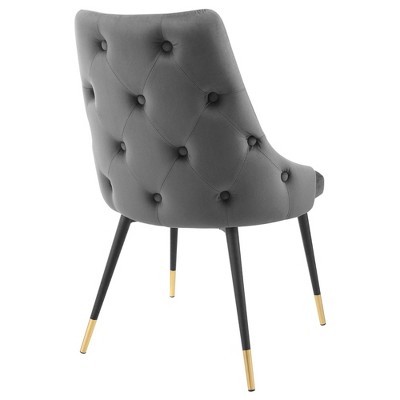 Gray Velvet Upholstered Side Chair with Metal Legs