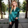Anna-Kaci Women's Satin Button-Up Shirt with Collar and Flared Cuffs - 4 of 4