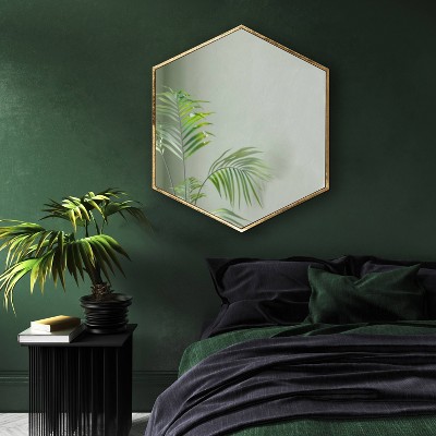 McNeer 22" x 25" Geometric Gold Hexagon Wall Mirror