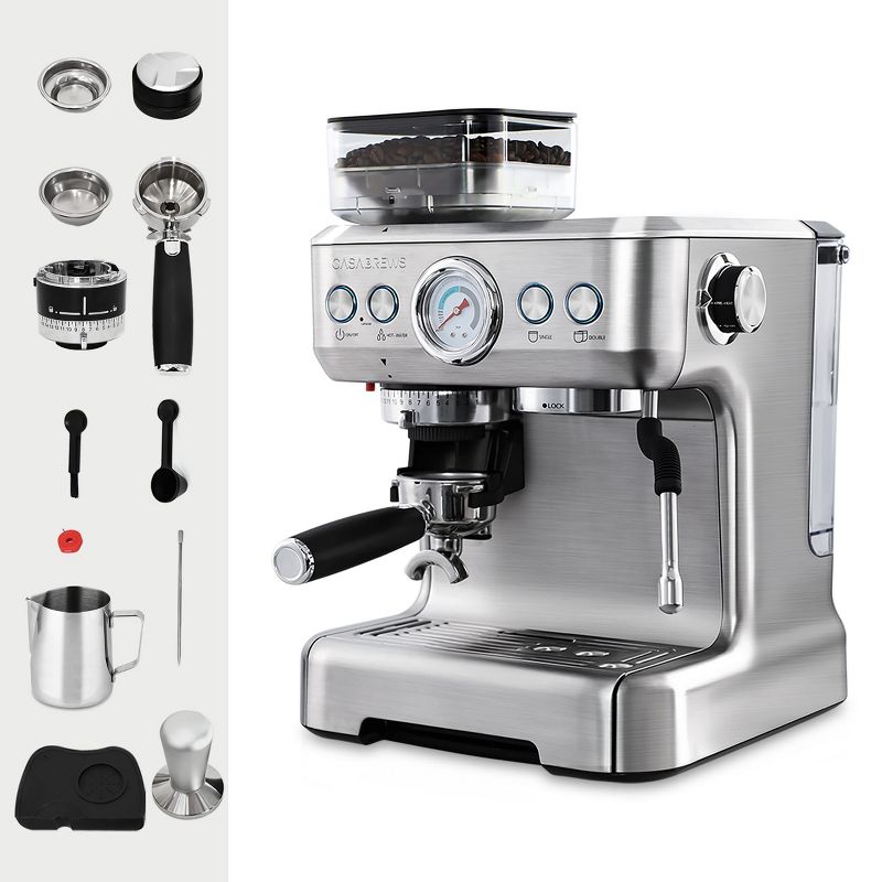 CASABREWS All-in-One Espresso Machine with Grinding Memory Function, 3 of 7