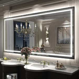 Apmir Super Bright Front & Back LED Lighted Anti-Fog Aluminum Alloy Framed Tempered Glass Bathroom/Vanity Mirror with ETL & 3-Year Warranty - 1 of 4