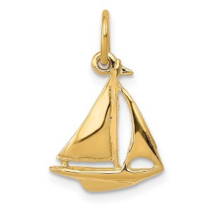 Black Bow Jewelry 14k Yellow Gold 3D Sailboat Charm - 1 of 4