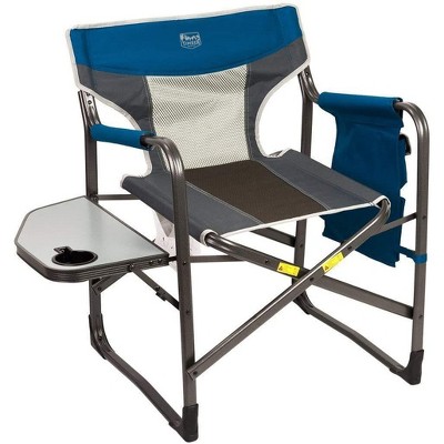 Timber Ridge Portable Lightweight Aluminum Frame Folding Camping Directors Chair with Side Table & Cupholder, Blue/Black/Gray