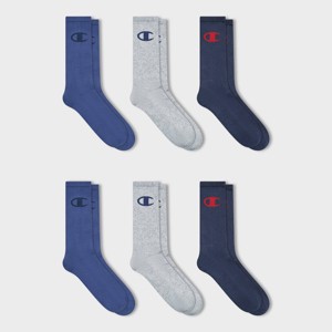 Champion Authentic Originals Men's 3pk Logo Cushion Crew Socks - 6-12 - 1 of 3