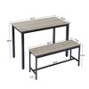 Ridstar Dining Table Set with 2 Dining Benches For Dining Room-Grey - 4 of 4