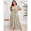 YESFASHION V Neck Wrap Maxi Dress for Women Plus Size High Waist Ruffle Casual Summer Dress with Belt - 2 of 4