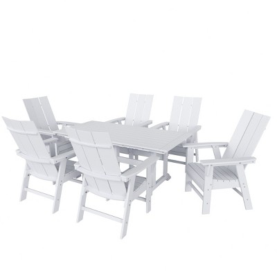 WestinTrends 7 Piece Outdoor Patio Dining Table and Modern Adirondack Armchair Set