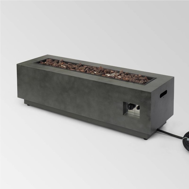 Wellington 48&#34; Rectangular Iron Gas Fire Pit with Tank Holder Dark Gray - Christopher Knight Home, 4 of 7